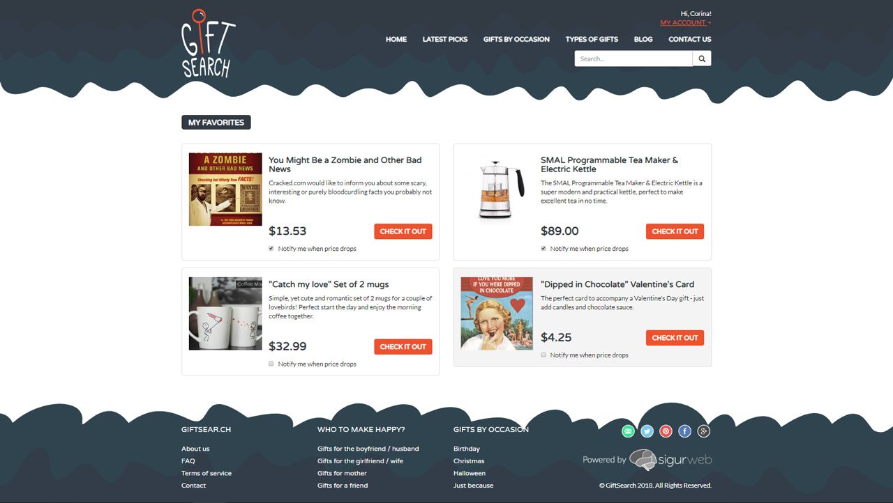 Website Design [GiftSearch, affiliate marketing]